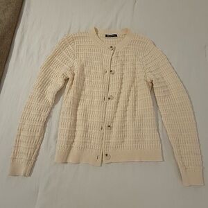 Cream Button-Up Women’s 100% Cotton Knit Sweater